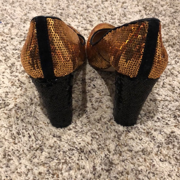 Jcrew Olive gold black sequin heels 9 - Picture 3 of 4
